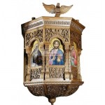 Baroque pulpit embossed on pillar
