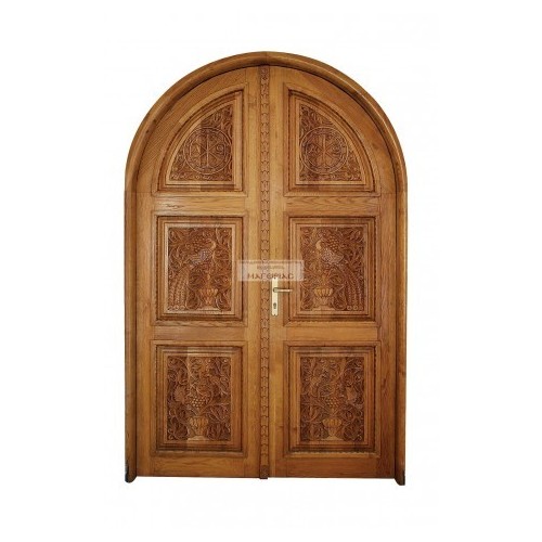 Πόρτα δίφυλλη θολωτή βυζαντινού ρυθμού ανάγλυφο
