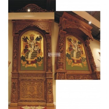 Baroque pilgrim relief with perforated pillar